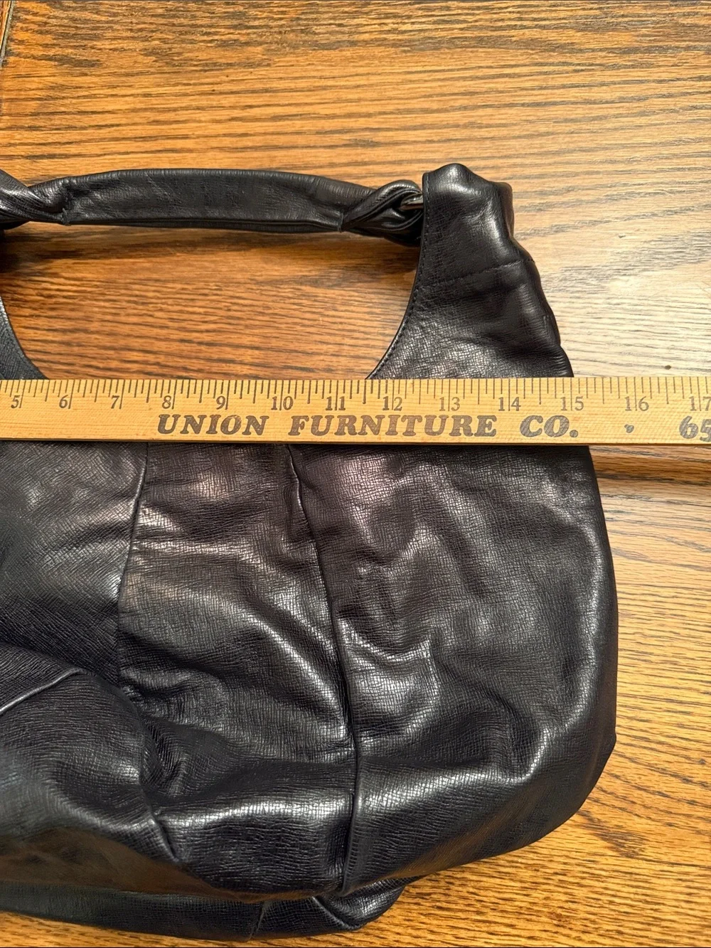 Furla Italian Leather Slouchy Hobo Shoulder Bag Black Tassel Large
